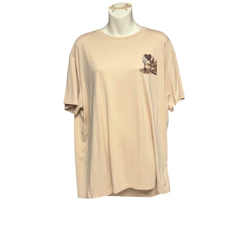 SHEIN Lainey Wilson  Tan Short Sleeve Tee with Graphic Design